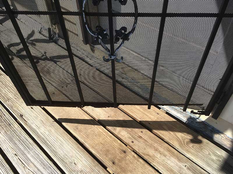 rusted frame on a steel security door