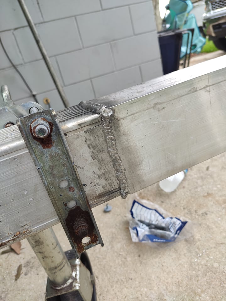 Close up aluminum weld - jetski trailer